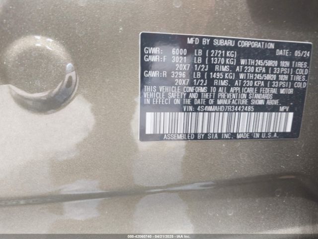 4S4WMAHD7R3442485 Subaru Ascent Onyx Edition 7-passenger