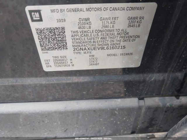 2020 CHEVROLET EQUINOX 2GNAXUEV9L6160215 Photo 8