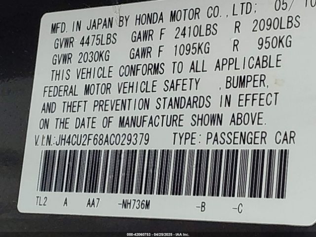 2010 ACURA TSX JH4CU2F68AC029379 Photo 8