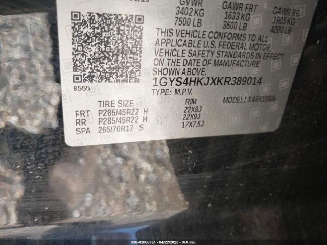 1GYS4HKJXKR389014 Cadillac Escalade Esv Luxury
