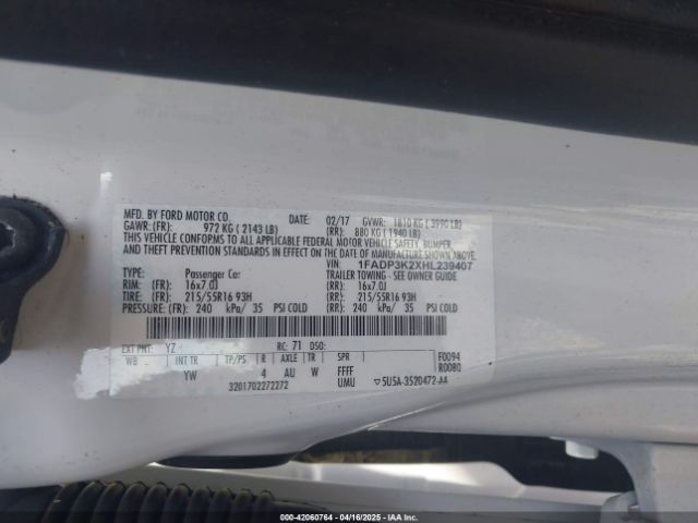1FADP3K2XHL239407 Ford FOCUS SE