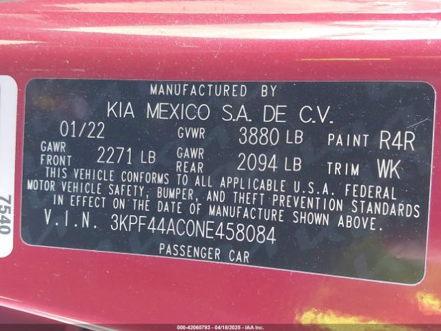 3KPF44AC0NE458084 KIA Forte Gt Manual