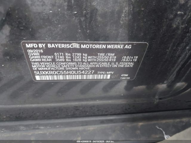 5UXKR0C55H0U54227 BMW X5 Xdrive35i