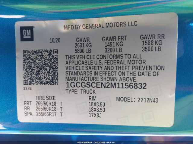 1GCGSCEN2M1156832 Chevrolet Colorado 2wd  Short Box Lt