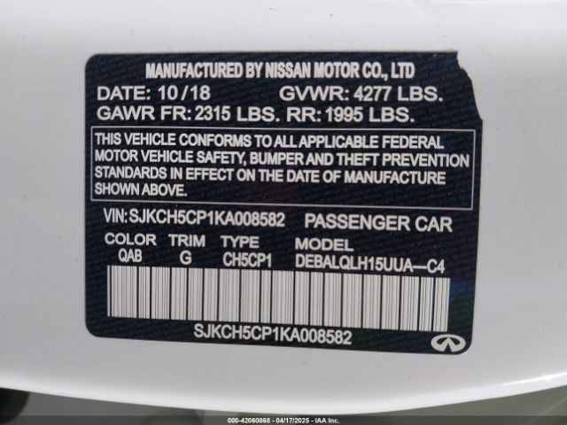 SJKCH5CP1KA008582 Infiniti Qx30 Luxe