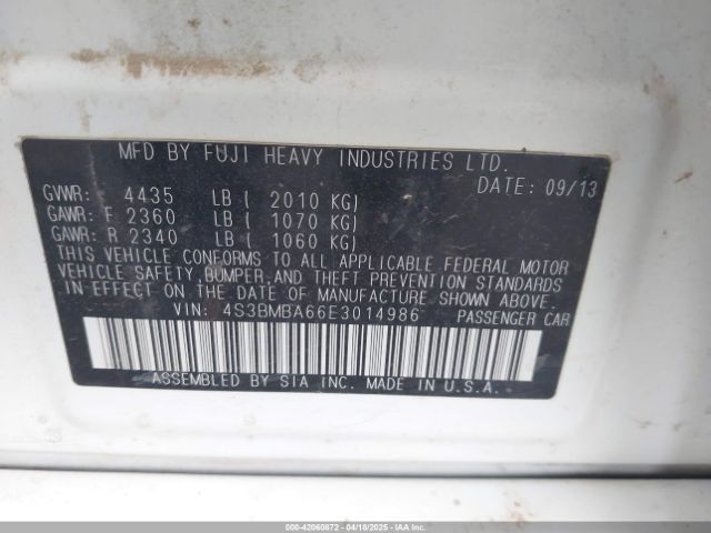 4S3BMBA66E3014986 Subaru Legacy 2.5i