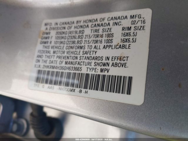 2HKRM4H36GH633665 Honda CR-V LX