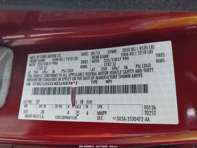 Ford ESCAPE SE 2014 1FMCU0GX4EUA93413 Image 9