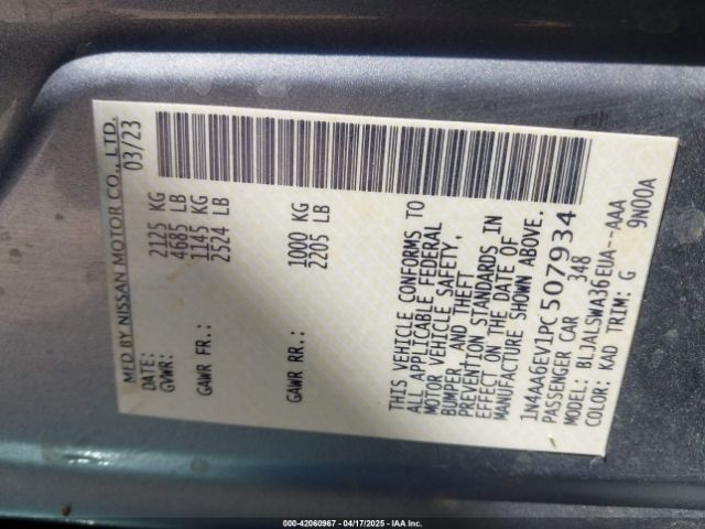 1N4AA6EV1PC507934 Nissan Maxima Sr Xtronic Cvt