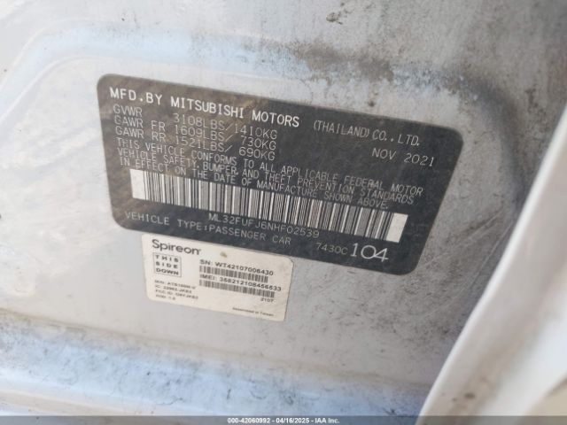 2022 MITSUBISHI MIRAGE G4 ML32FUFJ6NHF02539 Photo 8