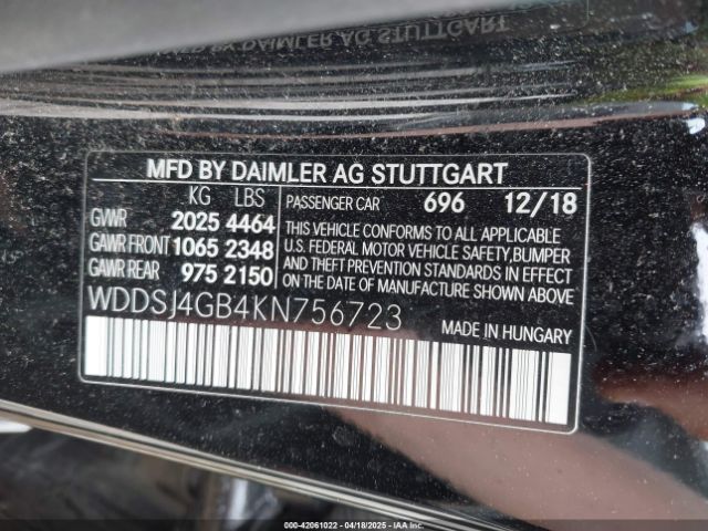 WDDSJ4GB4KN756723 Mercedes-Benz CLA 250 4MATIC