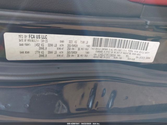 1C4SDJCT3FC156310 Dodge Durango R/t