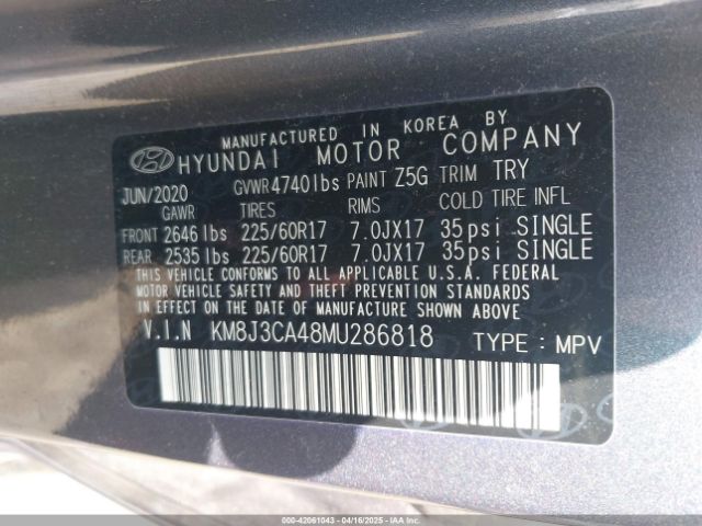 KM8J3CA48MU286818 Hyundai Tucson Value