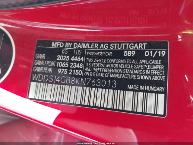 WDDSJ4GB8KN763013 Mercedes-Benz CLA 250 4MATIC