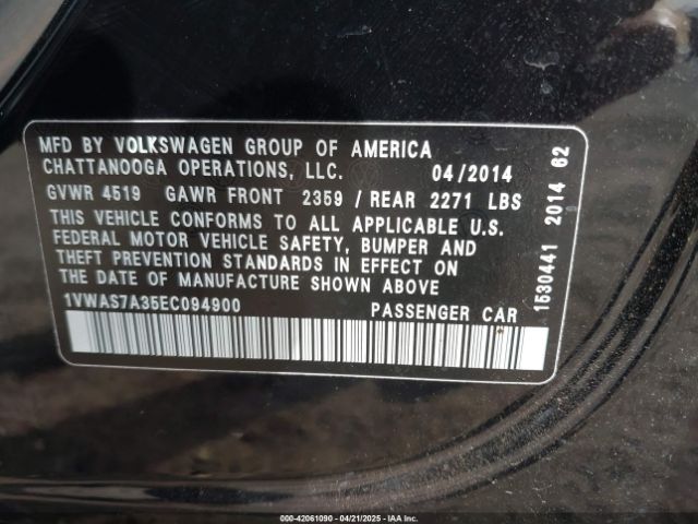 1VWAS7A35EC094900 Volkswagen Passat 1.8t Wolfsburg Edition