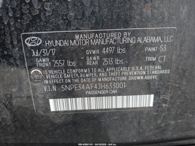 5NPE34AF4JH633001 Hyundai Sonata Sport
