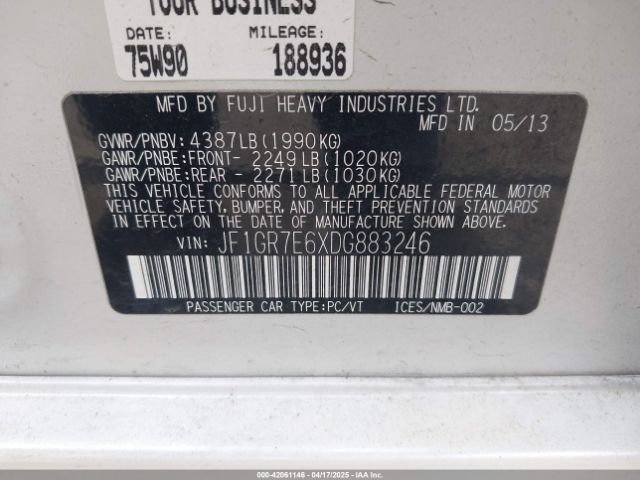 2013 SUBARU IMPREZA WRX JF1GR7E6XDG883246 Photo 8