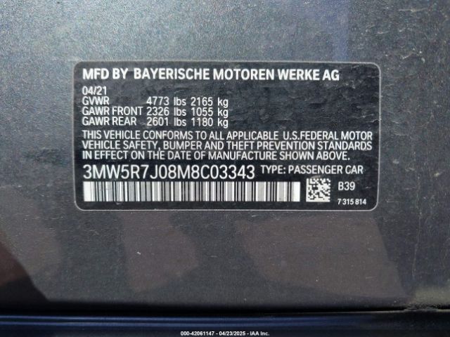 3MW5R7J08M8C03343 BMW 330i Xdrive