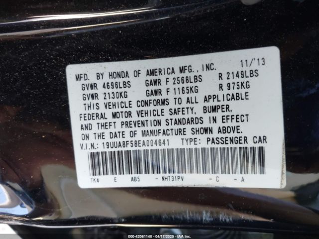 2014 ACURA TL 19UUA8F58EA004641 Photo 8