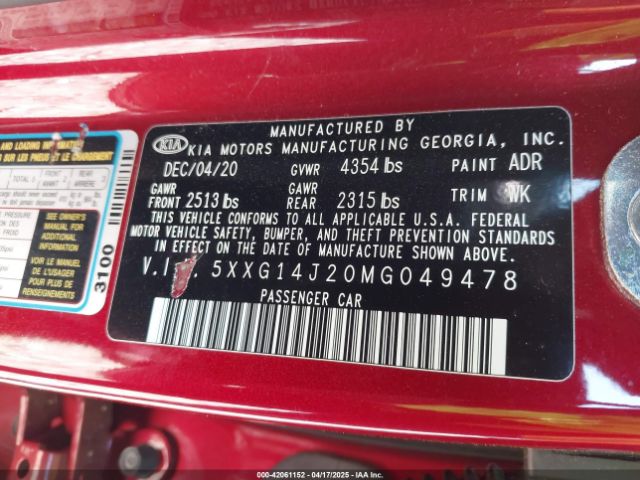 2021 KIA K5 5XXG14J20MG049478 Photo 8