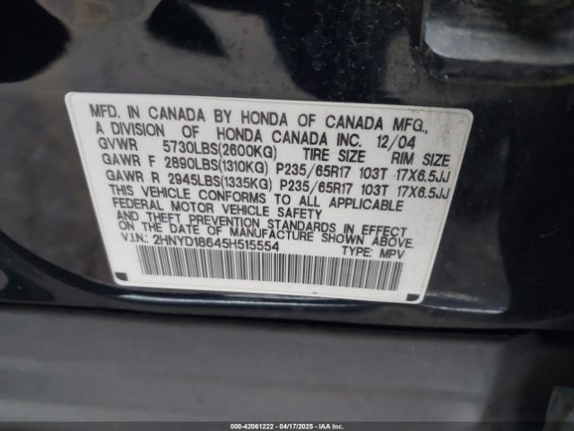 2005 ACURA MDX 2HNYD18645H515554 Photo 8
