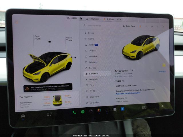 5YJYGAEE6MF212241 Tesla Model Y Long Range Dual Motor All-wheel Drive