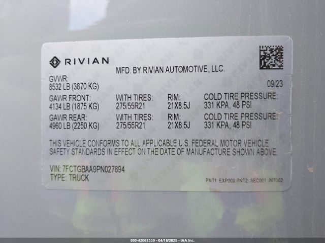 2023 RIVIAN R1T 7FCTGBAA9PN027894 Photo 8