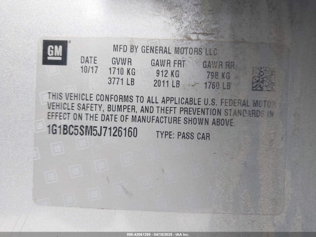 1G1BC5SM5J7126160 Chevrolet Cruze Ls Auto