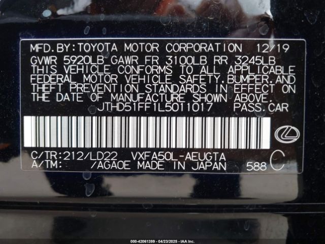JTHD51FF1L5011017 Lexus Ls 500