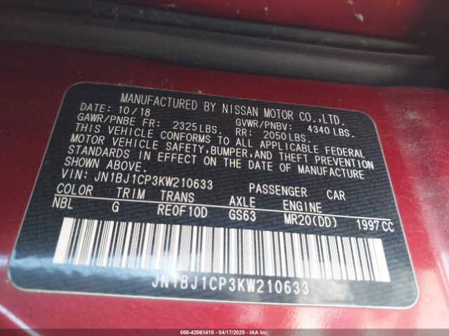 JN1BJ1CP3KW210633 Nissan Rogue Sport S