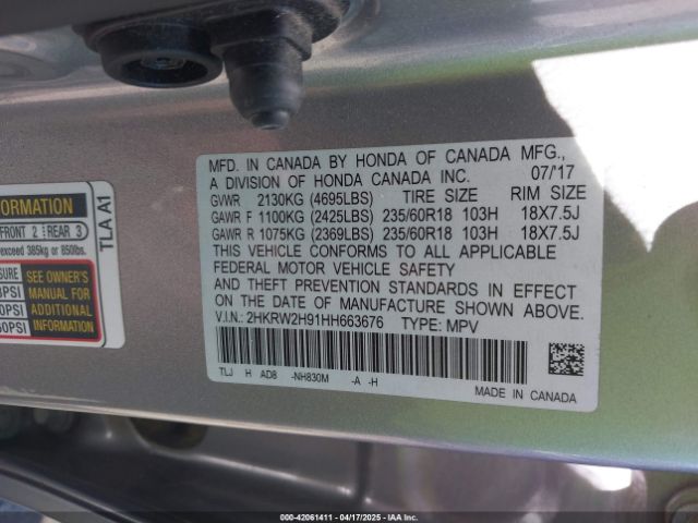 2017 HONDA CR-V 2HKRW2H91HH663676 Photo 8