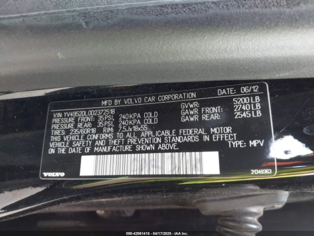 2013 VOLVO XC60 YV4952DL0D2372518 Photo 8
