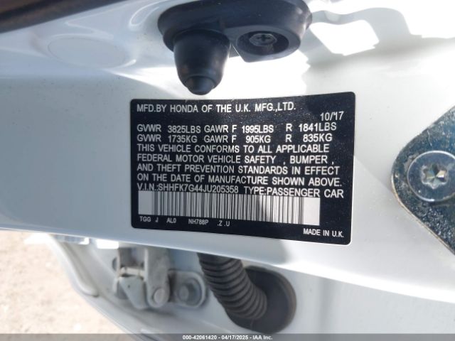 SHHFK7G44JU205358 Honda Civic Sport