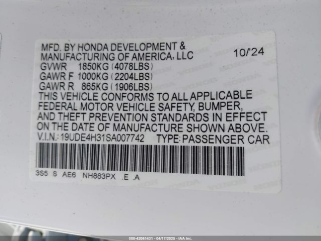 19UDE4H31SA007742 Acura Integra A-spec