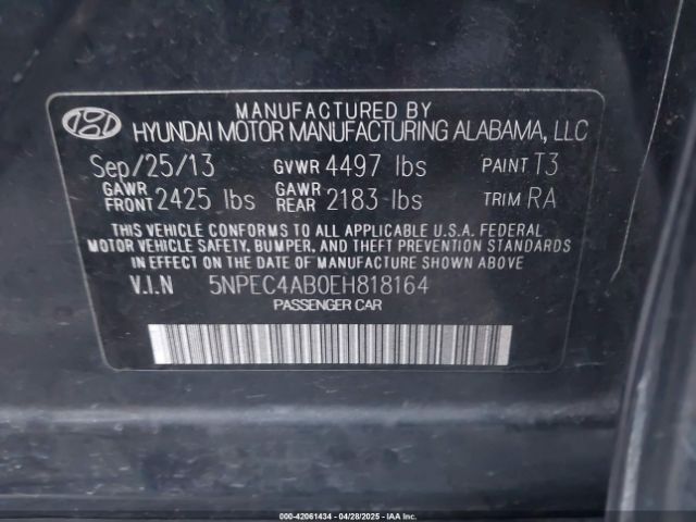 5NPEC4AB0EH818164 Hyundai Sonata Se 2.0t
