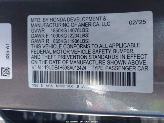 19UDE4H69SA012424 Acura Integra A-spec Technology