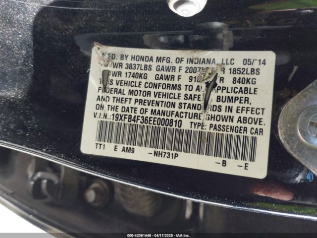 19XFB4F36EE000810 Honda CIVIC HYBRID