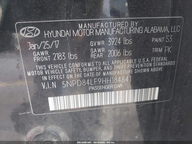 Hyundai Elantra 2017 5NPD84LF9HH184841 Image 9