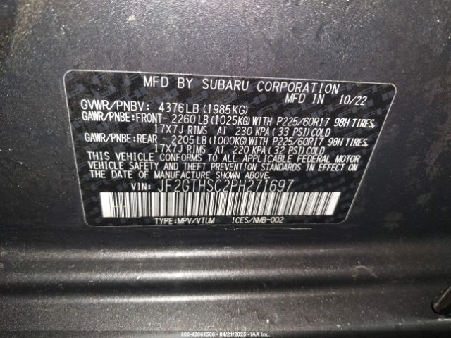 JF2GTHSC2PH271697 Subaru Crosstrek Sport