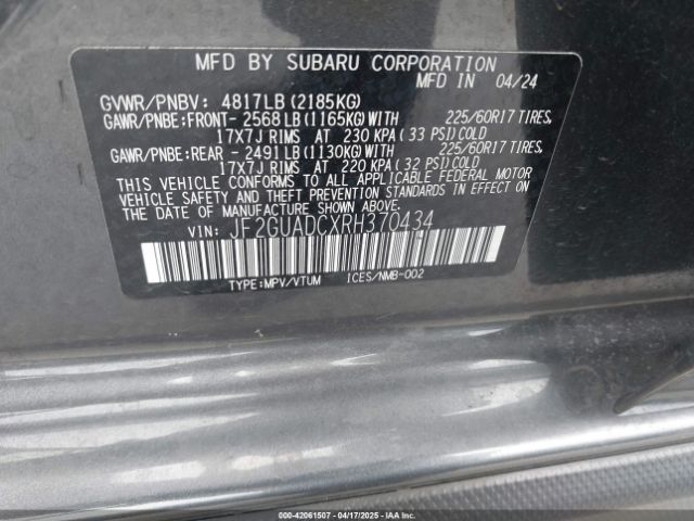 JF2GUADCXRH370434 Subaru Crosstrek Premium