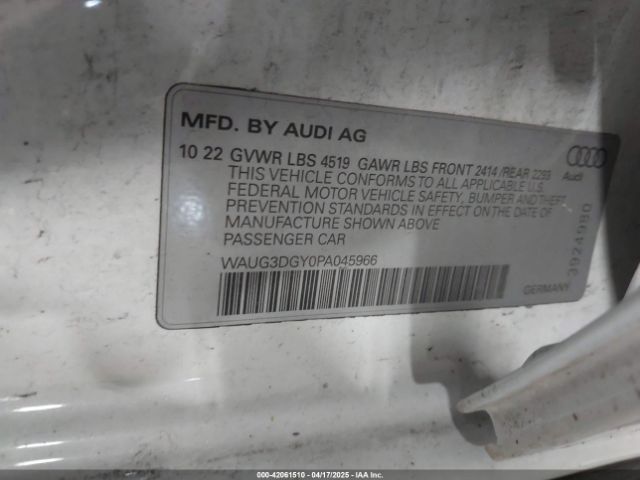 WAUG3DGY0PA045966 Audi S3 Premium Tfsi Quattro S Tronic