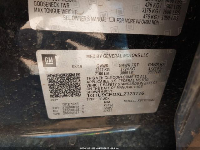 1GTU9CEDXLZ123776 GMC l84 - di, dfm, alum, gen 5, var 2