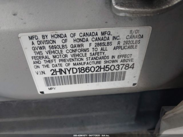 2002 ACURA MDX 2HNYD18602H503784 Photo 8