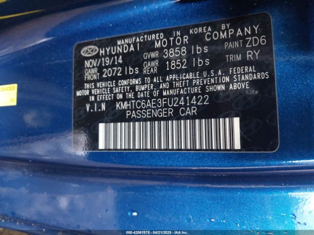 KMHTC6AE3FU241422 Hyundai Veloster Turbo