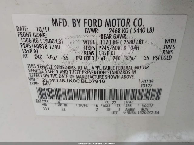 2012 LINCOLN MKX 2LMDJ6JK0CBL07916 Photo 8