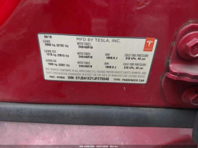 5YJSA1E21JF275546 Tesla Model S 100d/75d/p100d
