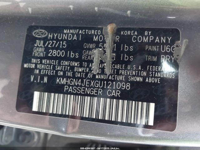 KMHGN4JEXGU121098 Hyundai Genesis 3.8
