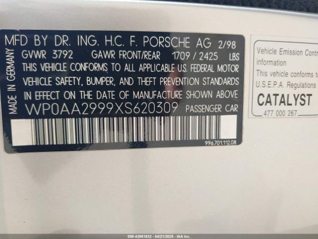 1999 PORSCHE 911 WP0AA2999XS620309 Photo 8