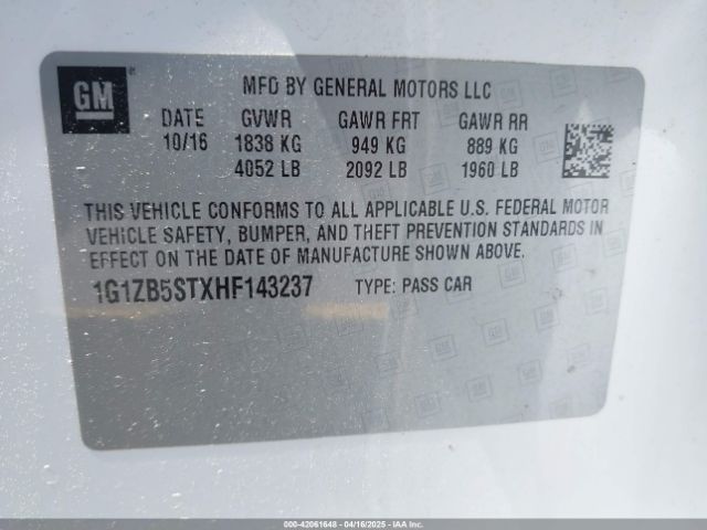 1G1ZB5STXHF143237 Chevrolet MALIBU LS