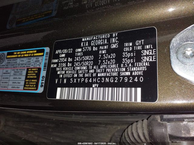 5XYP64HC3NG279240 KIA Telluride S